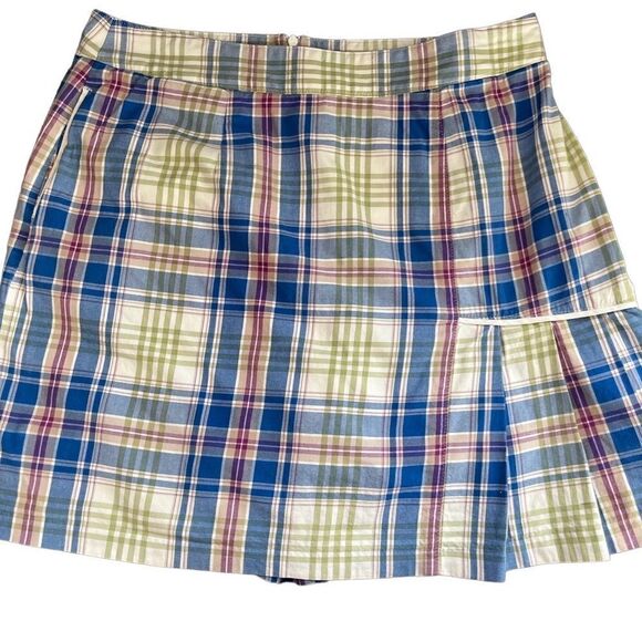 Peter Millar plaid cotton/spandex blend pleat front skort, size 8. - Picture 4 of 6